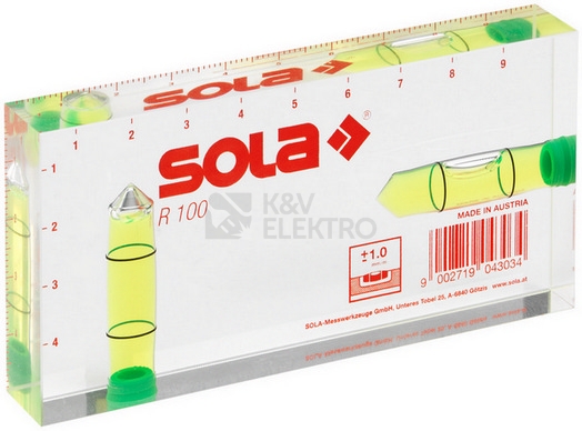 Obrázek produktu Kapesní vodováha SOLA R100 100x50x15mm box 2libely 01622142 0