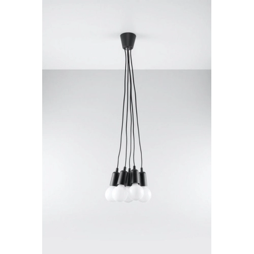 Závěsné svítidlo SOLLUX Diego 5 E27 5x60W bez zdroje PVC černá SL.0574 (obrázek 5)