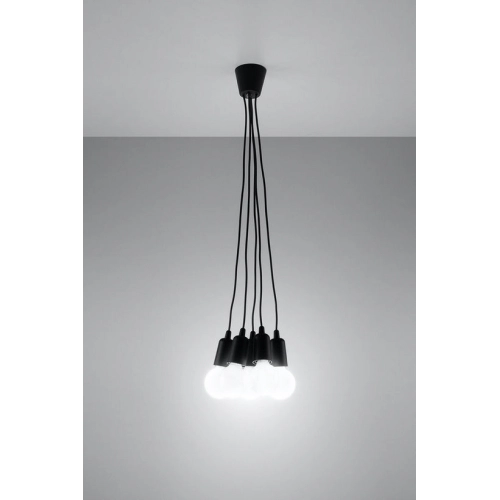 Závěsné svítidlo SOLLUX Diego 5 E27 5x60W bez zdroje PVC černá SL.0574 (obrázek 4)