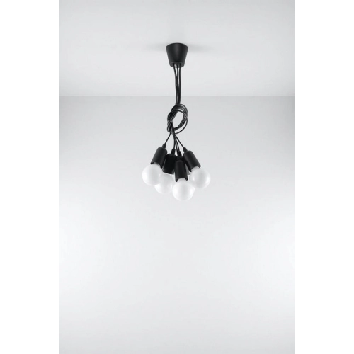 Závěsné svítidlo SOLLUX Diego 5 E27 5x60W bez zdroje PVC černá SL.0574 (obrázek 6)