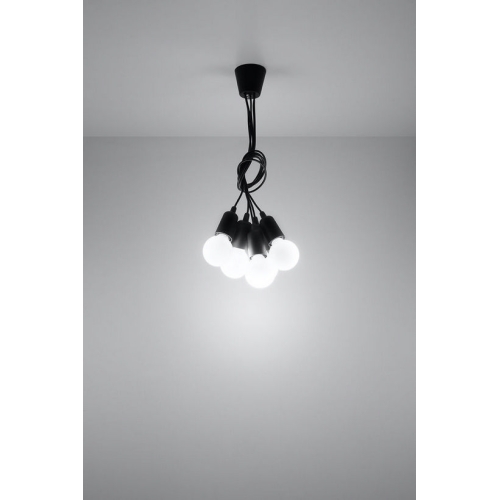 Závěsné svítidlo SOLLUX Diego 5 E27 5x60W bez zdroje PVC černá SL.0574