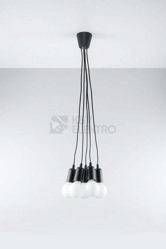 Obrázek produktu Závěsné svítidlo SOLLUX Diego 5 E27 5x60W bez zdroje PVC černá SL.0574 1