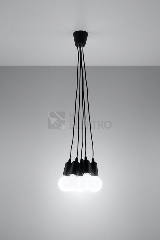 Obrázek produktu Závěsné svítidlo SOLLUX Diego 5 E27 5x60W bez zdroje PVC černá SL.0574 2