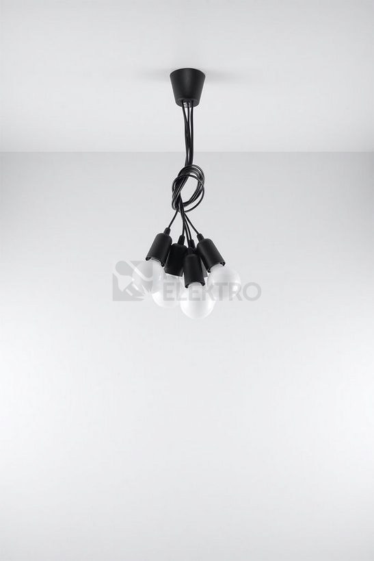 Obrázek produktu Závěsné svítidlo SOLLUX Diego 5 E27 5x60W bez zdroje PVC černá SL.0574 4
