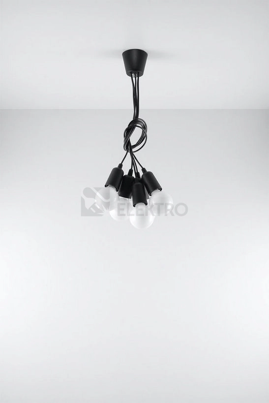 Obrázek produktu Závěsné svítidlo SOLLUX Diego 5 E27 5x60W bez zdroje PVC černá SL.0574 4