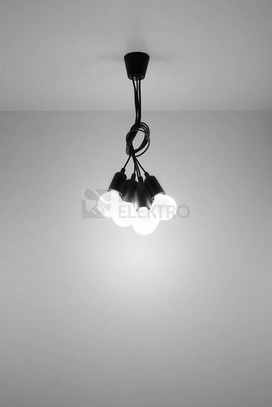Obrázek produktu Závěsné svítidlo SOLLUX Diego 5 E27 5x60W bez zdroje PVC černá SL.0574 5