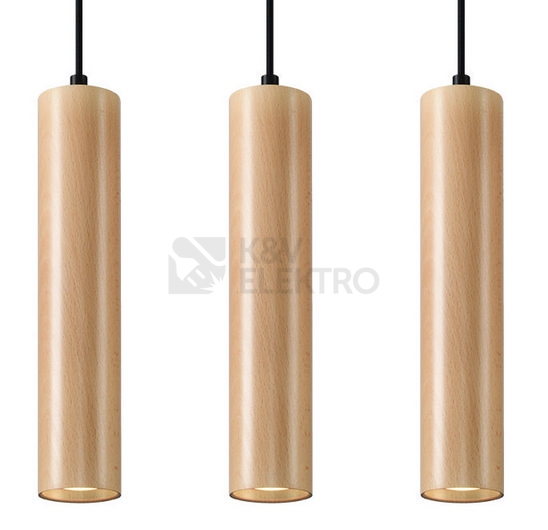Obrázek produktu Závěsné svítidlo SOLLUX Lino 3 GU10 3x40W bez zdroje přírodní dřevo SL.0638 0