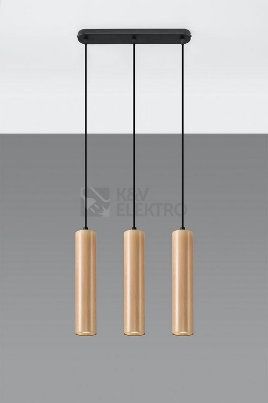 Obrázek produktu Závěsné svítidlo SOLLUX Lino 3 GU10 3x40W bez zdroje přírodní dřevo SL.0638 3