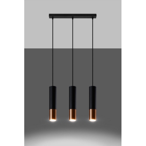 Závěsné svítidlo SOLLUX Loopez 3L GU10 3x40W bez zdroje ocel černá/měděná SL.0948