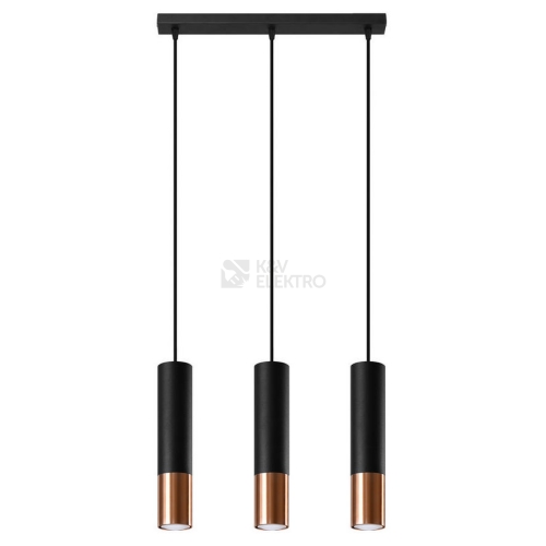 Závěsné svítidlo SOLLUX Loopez 3L GU10 3x40W bez zdroje ocel černá/měděná SL.0948