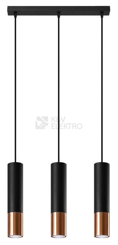 Obrázek produktu Závěsné svítidlo SOLLUX Loopez 3L GU10 3x40W bez zdroje ocel černá/měděná SL.0948 0
