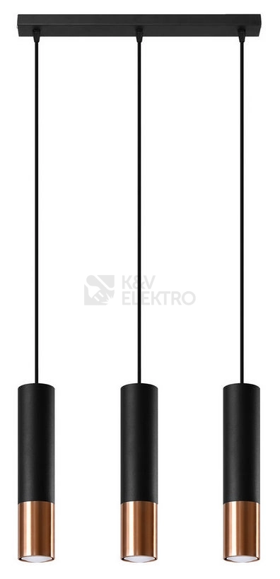 Obrázek produktu Závěsné svítidlo SOLLUX Loopez 3L GU10 3x40W bez zdroje ocel černá/měděná SL.0948 0