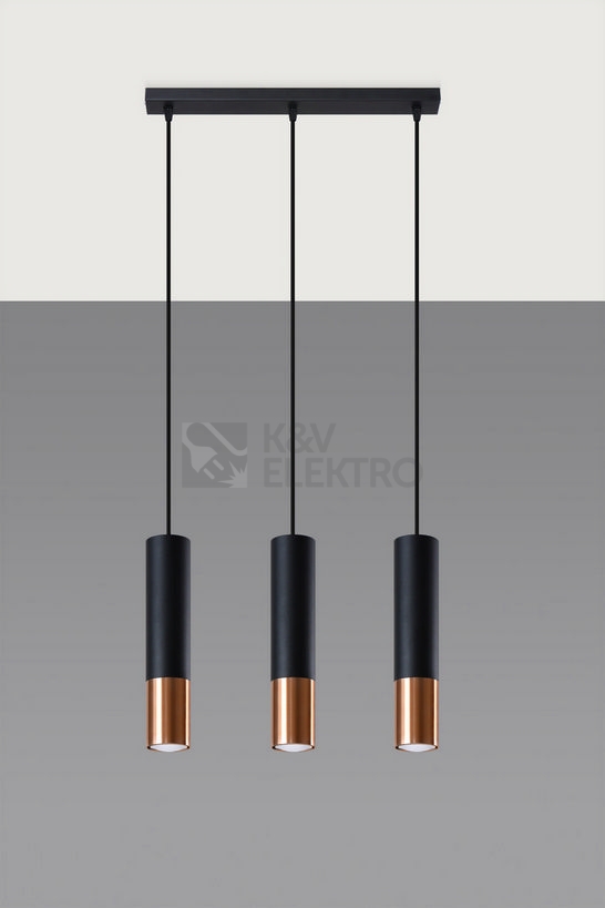 Obrázek produktu Závěsné svítidlo SOLLUX Loopez 3L GU10 3x40W bez zdroje ocel černá/měděná SL.0948 1