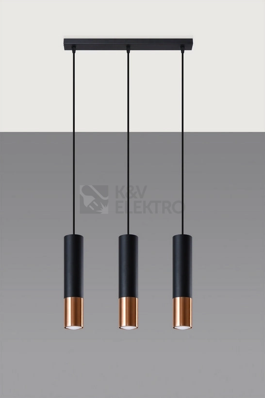 Obrázek produktu Závěsné svítidlo SOLLUX Loopez 3L GU10 3x40W bez zdroje ocel černá/měděná SL.0948 1