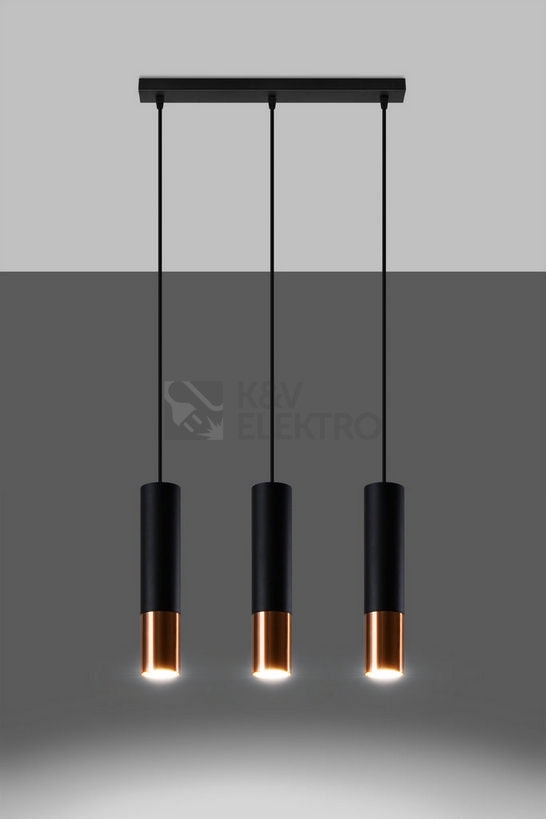 Obrázek produktu Závěsné svítidlo SOLLUX Loopez 3L GU10 3x40W bez zdroje ocel černá/měděná SL.0948 2