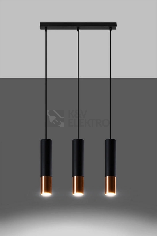 Obrázek produktu Závěsné svítidlo SOLLUX Loopez 3L GU10 3x40W bez zdroje ocel černá/měděná SL.0948 2