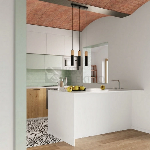 Obrázek produktu Závěsné svítidlo SOLLUX Pablo 3P GU10 3x40W bez zdroje ocel černá/přírodní dřevo SL.1014 5