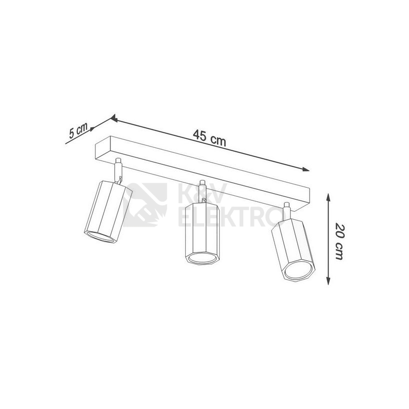 Obrázek produktu Stropní svítidlo SOLLUX Zeke 3 GU10 3x40W bez zdroje dub SL.1030 3