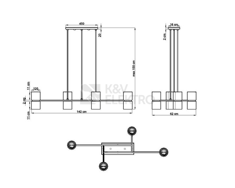 Obrázek produktu Závěsné svítidlo SOLLUX Kukkia GU10 4x40W bez zdroje ocel/hliník černá TH.004CZ 7