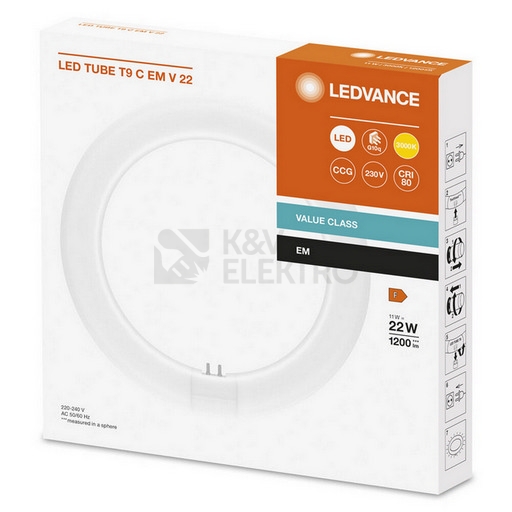Obrázek produktu LED kruhová zářivková trubice T9 G10q LEDVANCE SubstiTUBE 11W (22W) teplá bílá (3000K) 1