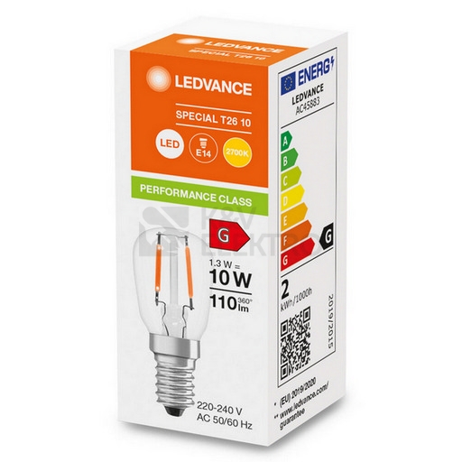 Obrázek produktu LED žárovka do lednice E14 LEDVANCE PARATHOM T26 Filament 1,3W (10W) teplá bílá (2700K) 1