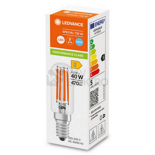 Obrázek produktu LED žárovka do lednice E14 LEDVANCE SPECIAL T26 FIL 4,2W (40W) teplá bílá (2700K) 1