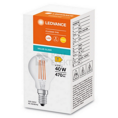 Obrázek produktu LED žárovka E14 LEDVANCE Filament 4W (40W) teplá bílá (2700K) 1