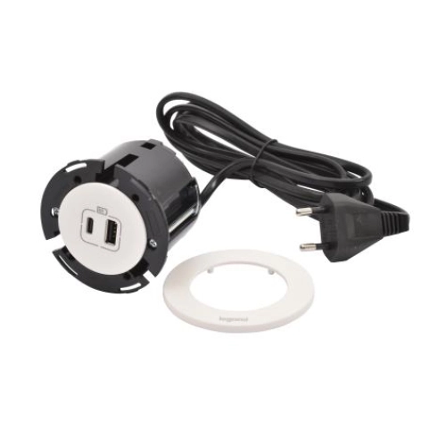 Nabíječka USB do nábytku Legrand Incara Disq 60 USB A+C bílá 654730 (obrázek 2)