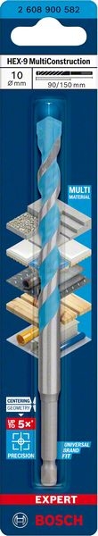 Obrázek produktu Víceúčelový vrták Bosch EXPERT HEX-9 MultiConstruction 10x90x150mm 2.608.900.582 1