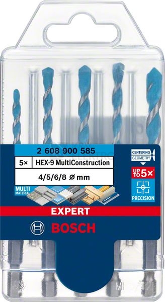 Obrázek produktu Sada víceúčelových vrtáků Bosch EXPERT HEX-9 MultiConstruction 5dílná 2.608.900.585 0