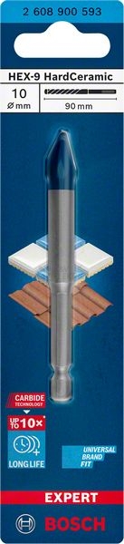 Obrázek produktu Vrták do skla keramiky tvrdé dlažby obkladů Bosch EXPERT HEX-9 HardCeramic 10x90mm 2.608.900.593 1