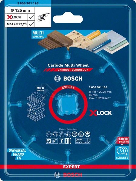 Obrázek produktu Víceúčelový řezný kotouč 125mm Bosch EXPERT Carbide Multi Wheel X-LOCK 2.608.901.193 1