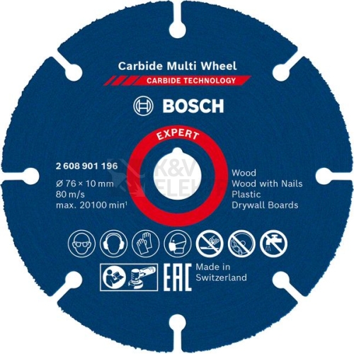 Víceúčelový řezný kotouč 76mm Bosch EXPERT Carbide Multi Wheel X-LOCK 2.608.901.196