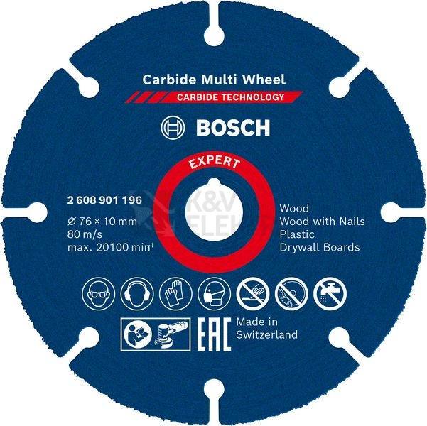 Obrázek produktu Víceúčelový řezný kotouč 76mm Bosch EXPERT Carbide Multi Wheel X-LOCK 2.608.901.196 0