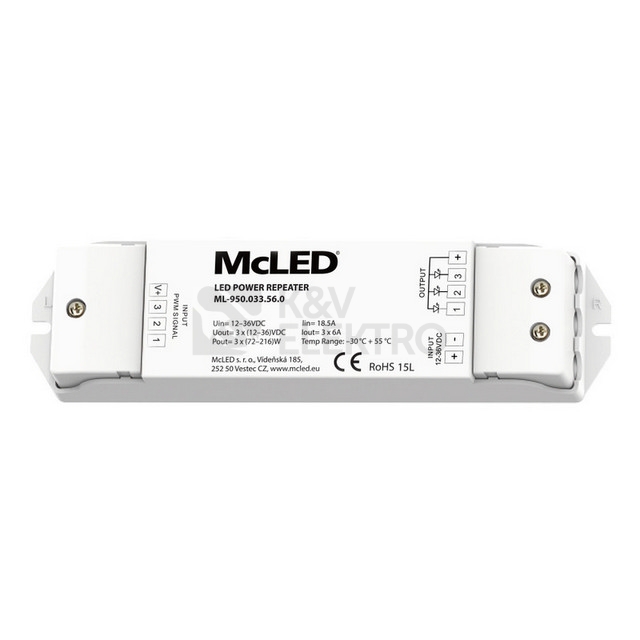Obrázek produktu Zesilovač signálu RGB LED pásky McLED ML-950.033.56.0 0