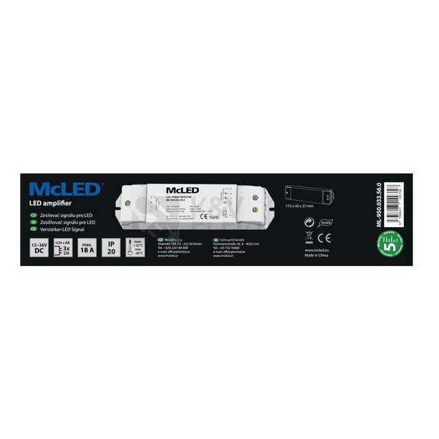 Obrázek produktu Zesilovač signálu RGB LED pásky McLED ML-950.033.56.0 1