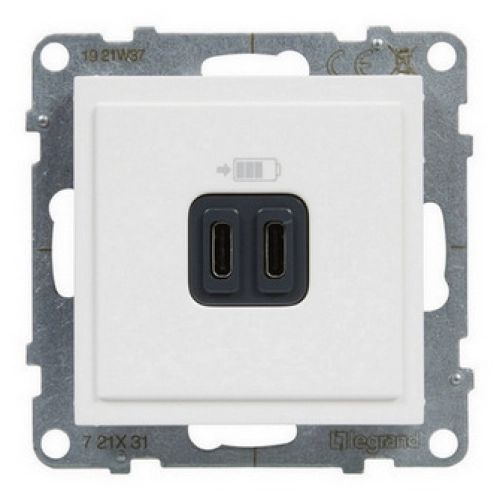 Legrand SUNO nabíječka USB C+C bílá 721131 (obrázek 3)