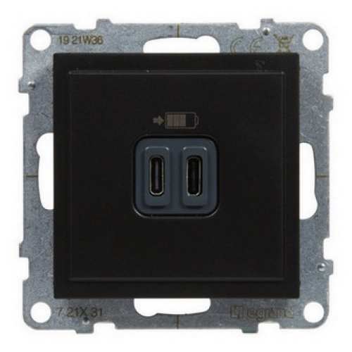 Legrand SUNO nabíječka USB C+C černá 721431 (obrázek 3)