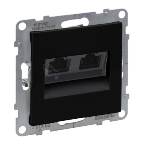  Legrand SUNO datová zásuvka 2x RJ45 kategorie 6 UTP černá beznástrojová 72C6UC2