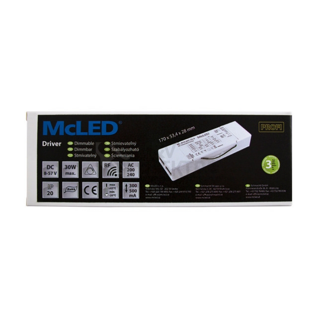 Obrázek produktu  RF Stmívatelný driver 250-1000mA McLED ML-910.012.22.0 3