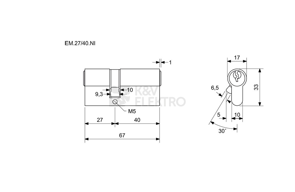 Obrázek produktu Cylindrická zámková vložka Euro Minus Richter EM.27/40.NI 1