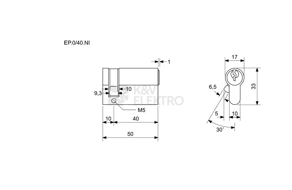 Obrázek produktu Cylindrická půlzámková vložka EURO Plus Richter EP.0/40.NI 1