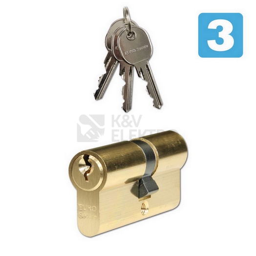 Obrázek produktu Bezpečnostní oboustranná 6stavítková zámková vložka Euro Secure Richter ES.30/35.MS.3KL 0