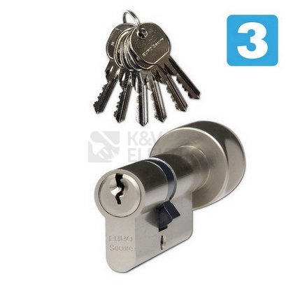 Obrázek produktu Bezpečnostní knoflíková 6stavítková zámková vložka Richter ES.30/50K.NI 0