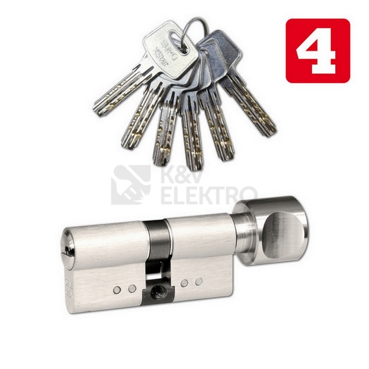 Obrázek produktu Bezpečnostní 10stavítková knoflíková zámková vložka s ocelovou tyčí proti rozlomení a knoflíkem na jedné straně. Richter EXR.30/40K. NI 0