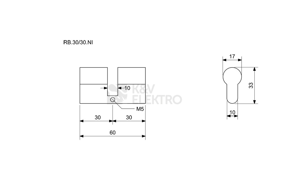Obrázek produktu Cylindrická slepá zámková vložka Richter RB.30/30.NI 0