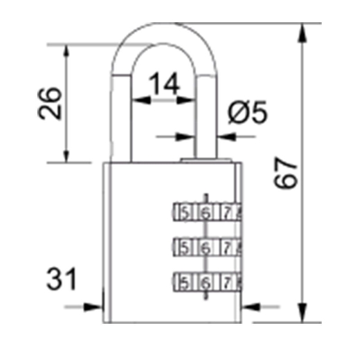 Hliníkový kódový visací zámek s eloxovaným povrchem Richter RV.12002.30.CRN