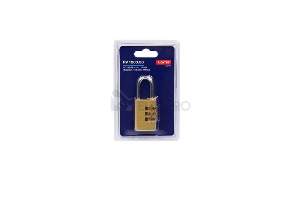 Obrázek produktu Mosazný kódový visací zámek Richter RV.1203.30 2