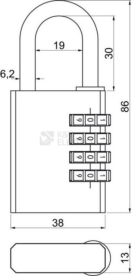 Obrázek produktu Mosazný kódový visací zámek Richter RV.1203.40 1