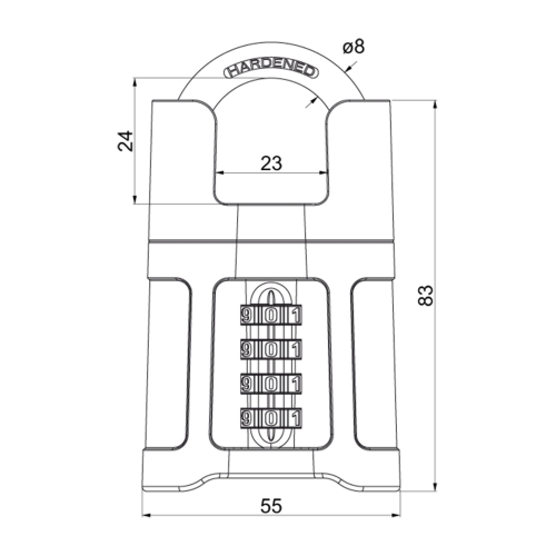 Kódový visací zámek s krytem třmenu Richter RV.25011